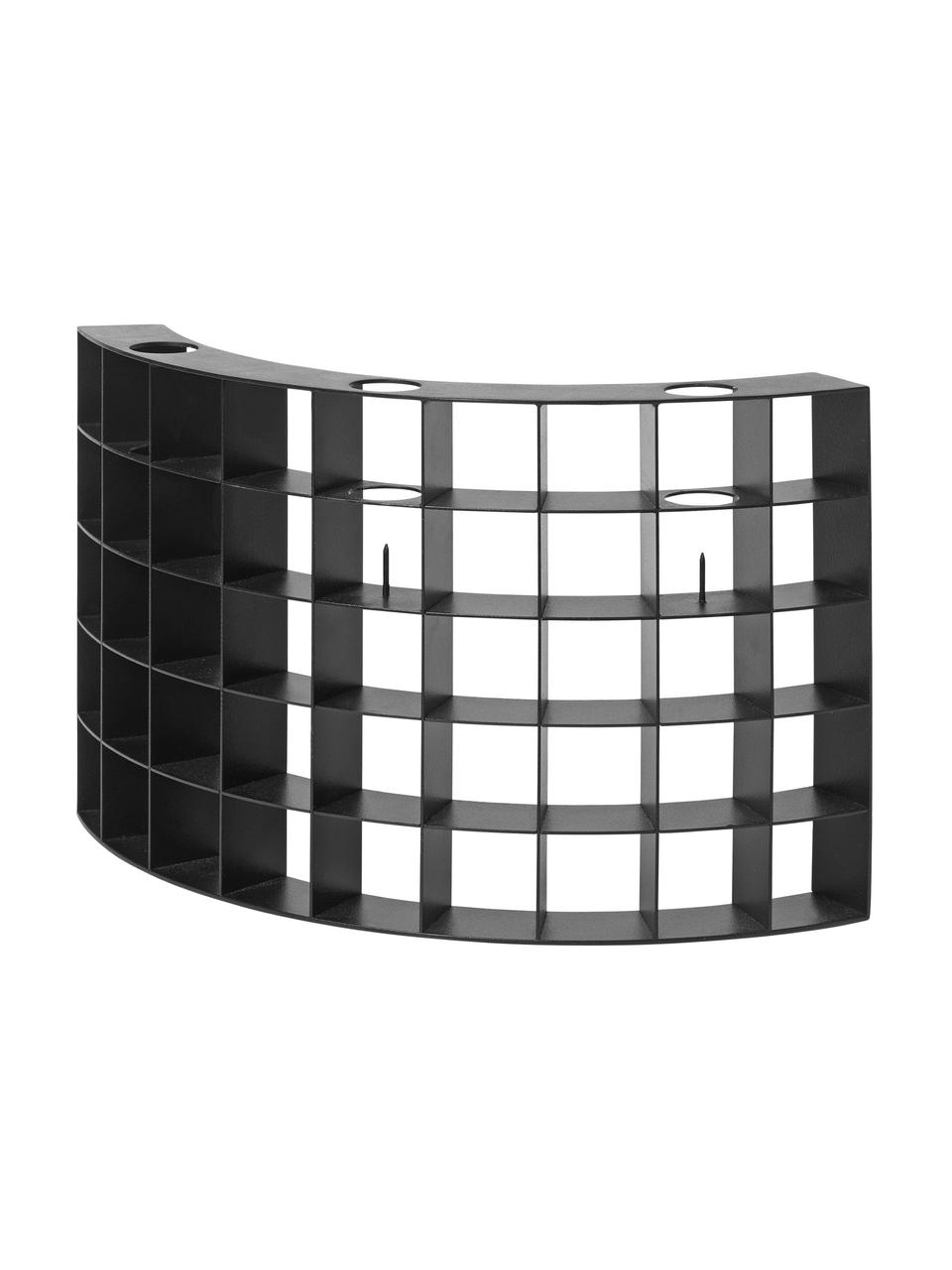 Kandelaar Mesh, Staal, gepoedercoat, Zwart, B 28 x H 17 cm