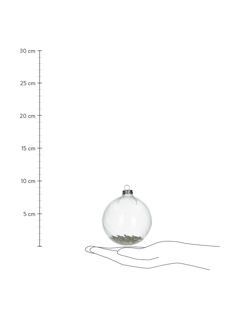 Bolas de Navidad Rill, 2 uds., Transparente, plateado, Ø 8 cm
