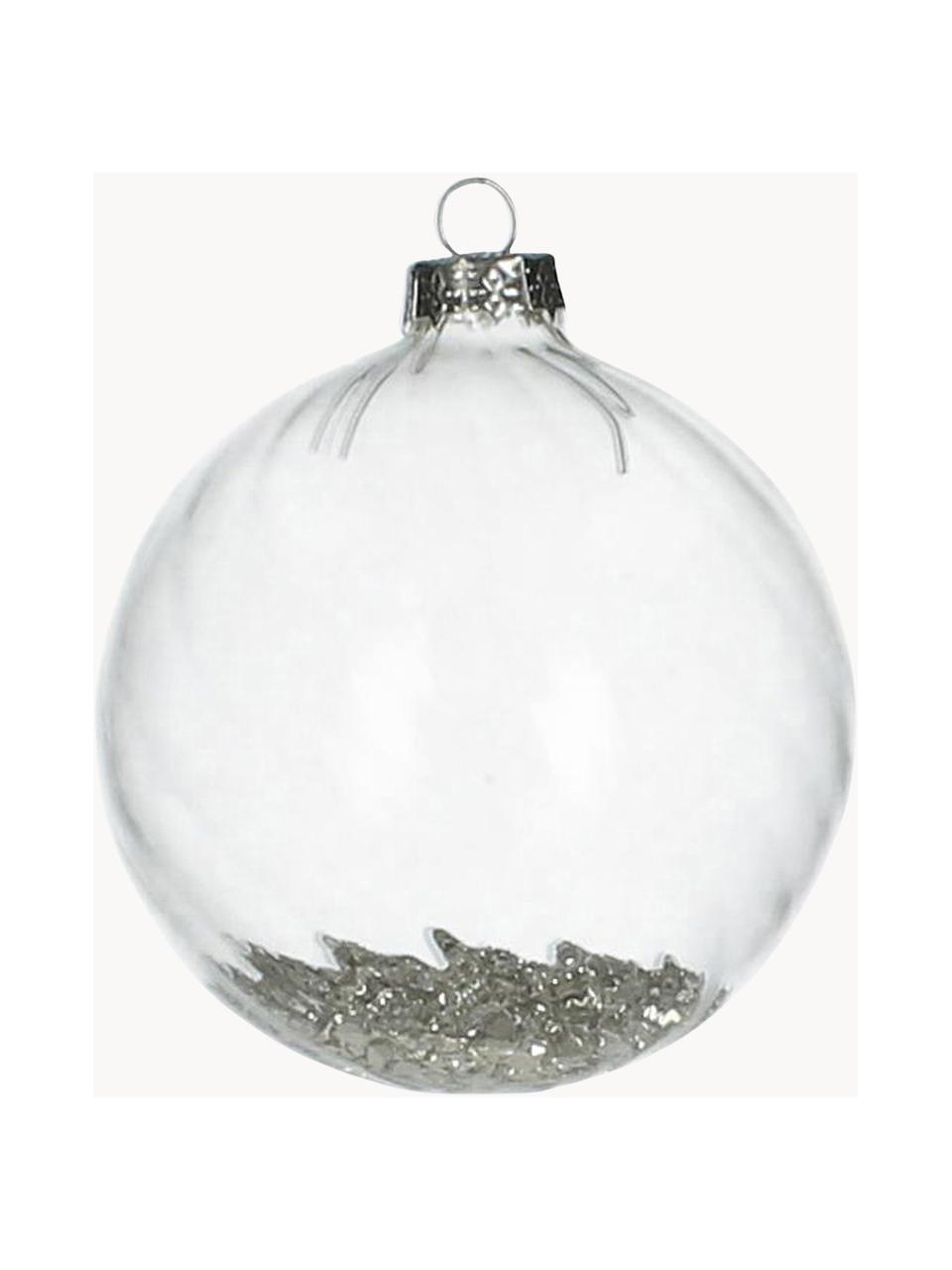 Weihnachtskugeln Rill, 2 Stück, Transparent, Silberfarben, Ø 8 cm