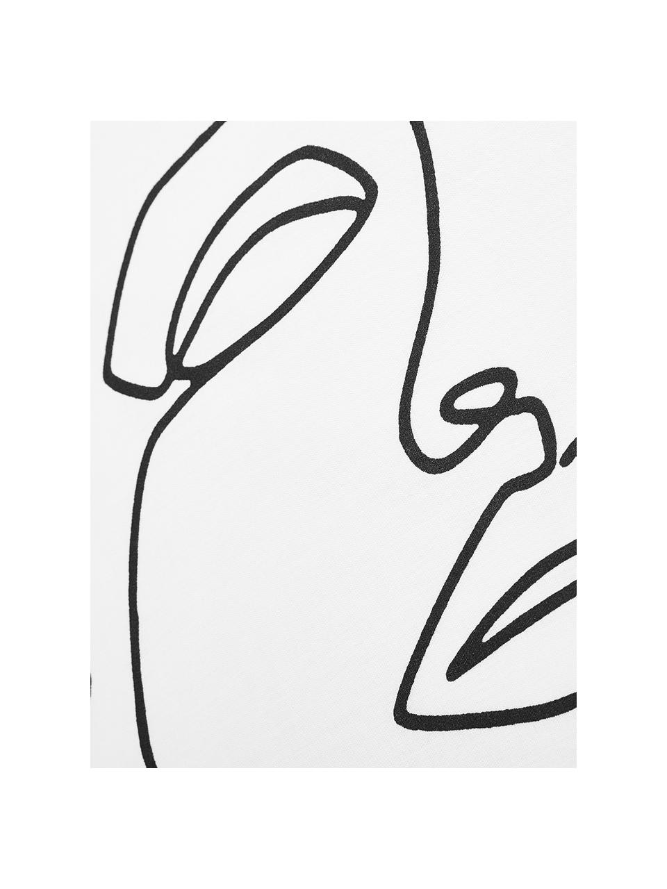 Perkálové povlečení s kresbou Aria, Bílá, černá, 200 x 200 cm + 2 polštáře 80 x 80 cm