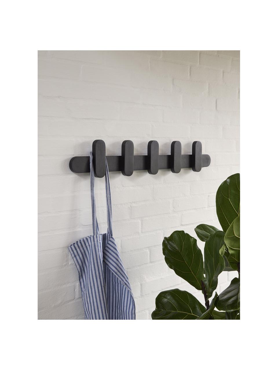 Portemanteau mural en bois de frêne Merry, 100 % bois de frêne, certifié FSC, Noir, larg. 80 x haut. 14 cm