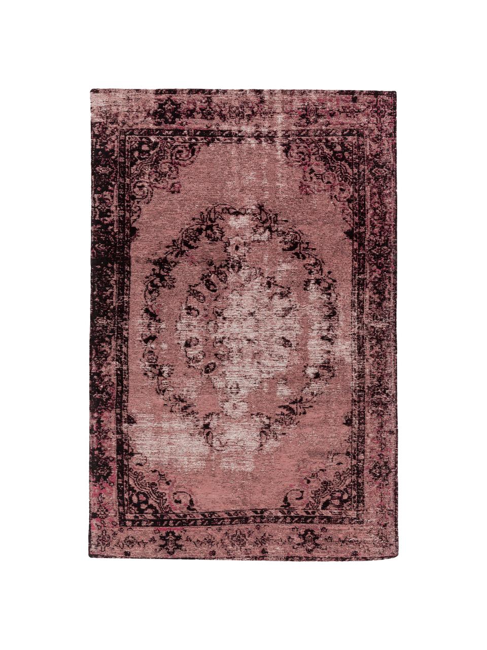 Tapis vintage tissé main Milan in Rosa, Couleur baie, noir, crème