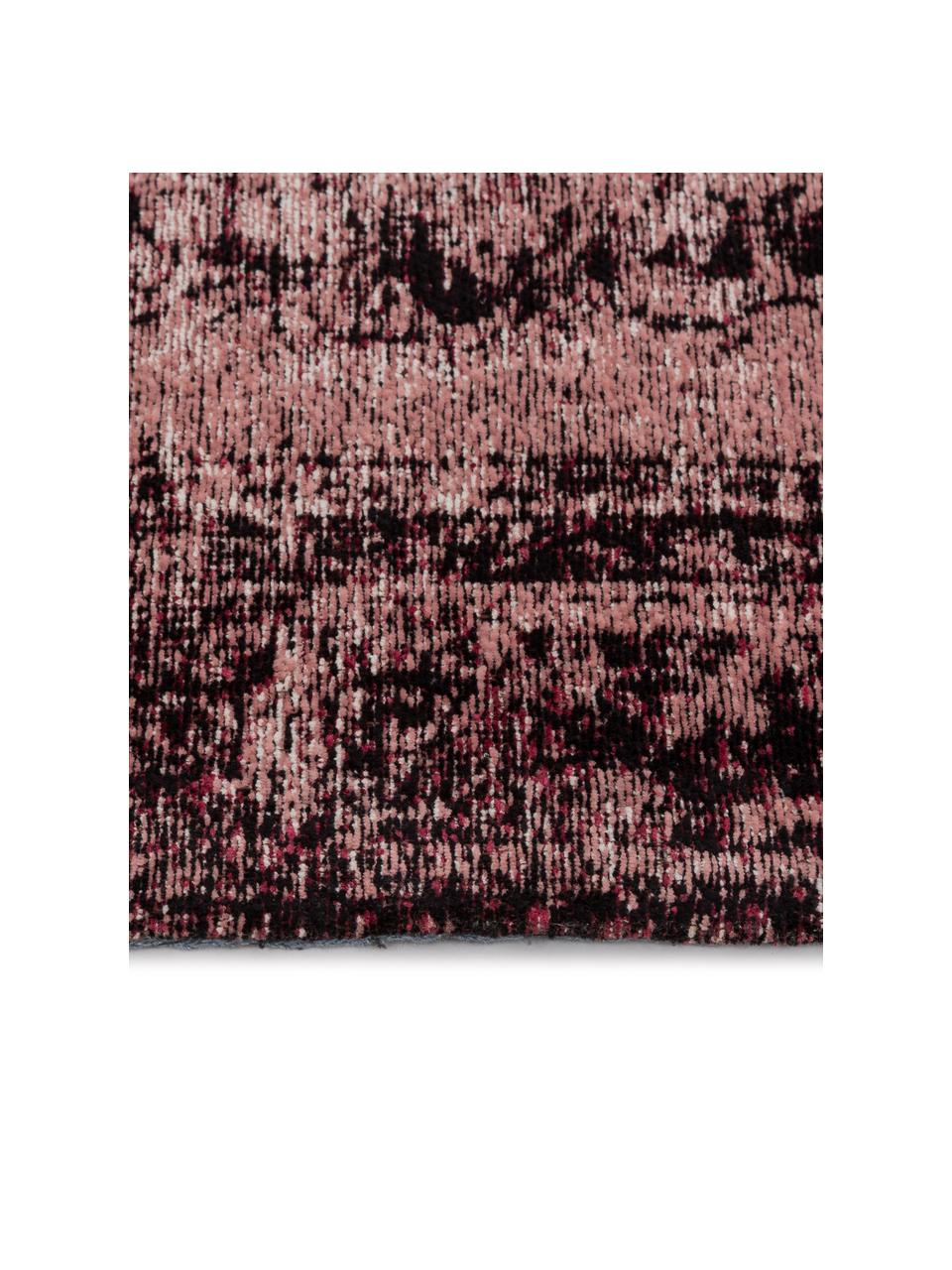 Tappeto in ciniglia tessuto a mano Milan, Vello: 95% cotone 5% poliestere, Retro: 100% cotone, Colori di bacche, nero, crema, Larg. 120 x Lung. 180 cm (taglia S)