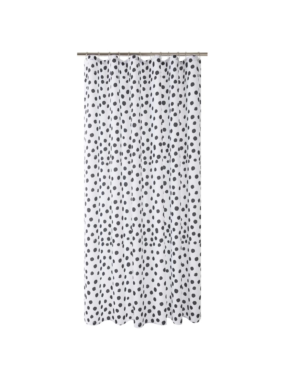 Tenda da doccia a pois Danja, 100% poliestere
Idrorepellente non impermeabile, Bianco, nero, Larg. 180 x Lung. 200 cm