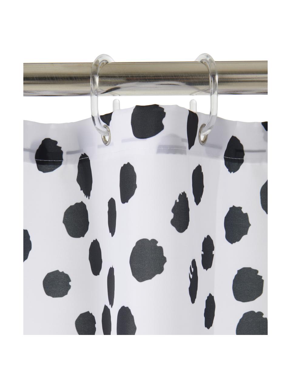 Douchegordijn Danja, met stippels, 100% polyester
Waterafstotend, niet waterdicht, Wit, zwart, B 180 x L 200 cm