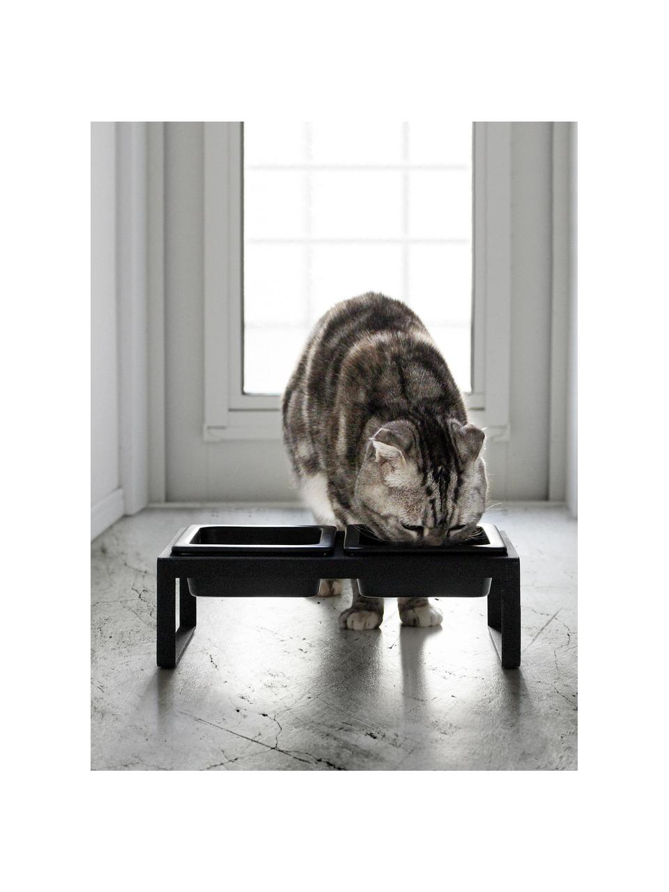 Huisdierenbakjes Tower met standaard, Frame: gepoedercoat staal, Zwart, B 29 x H 10 cm