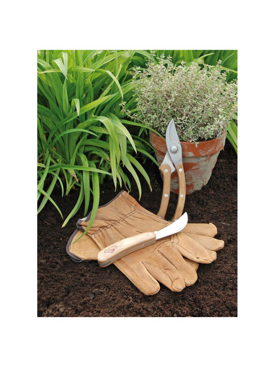 Outils de jardinage Fiona, 3 élém., Nougat, bois clair, Lot de différentes tailles