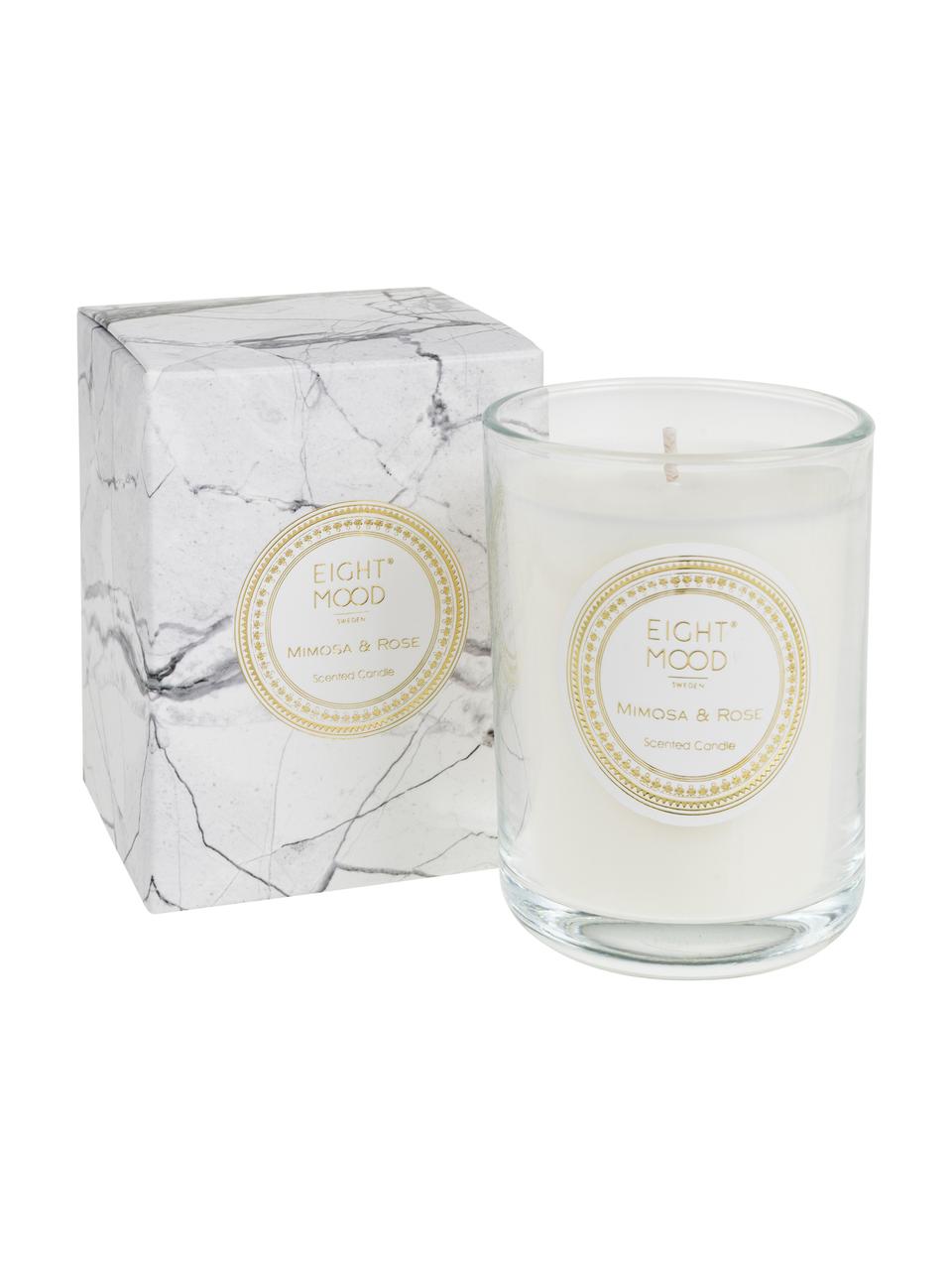 Vela perfumada White Marble (mimosa y rosa), Recipiente: vidrio, Transparente, Ø 9 x Al 12 cm