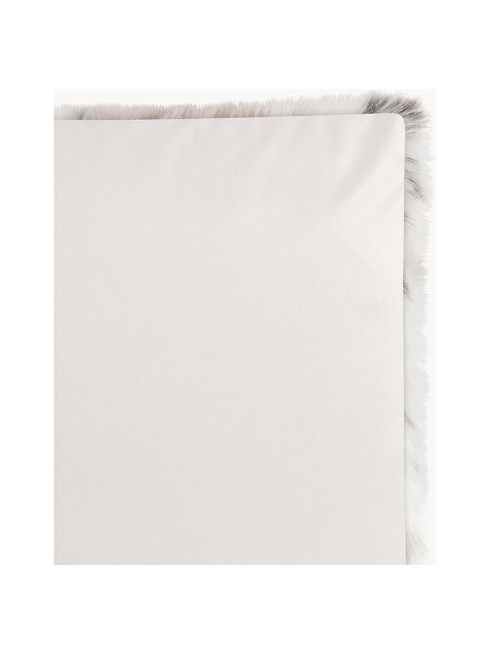 Zachte plaid Skins van imitatieleer in sneeuwluipaardlook, Beigetinten, B 150 x L 200 cm