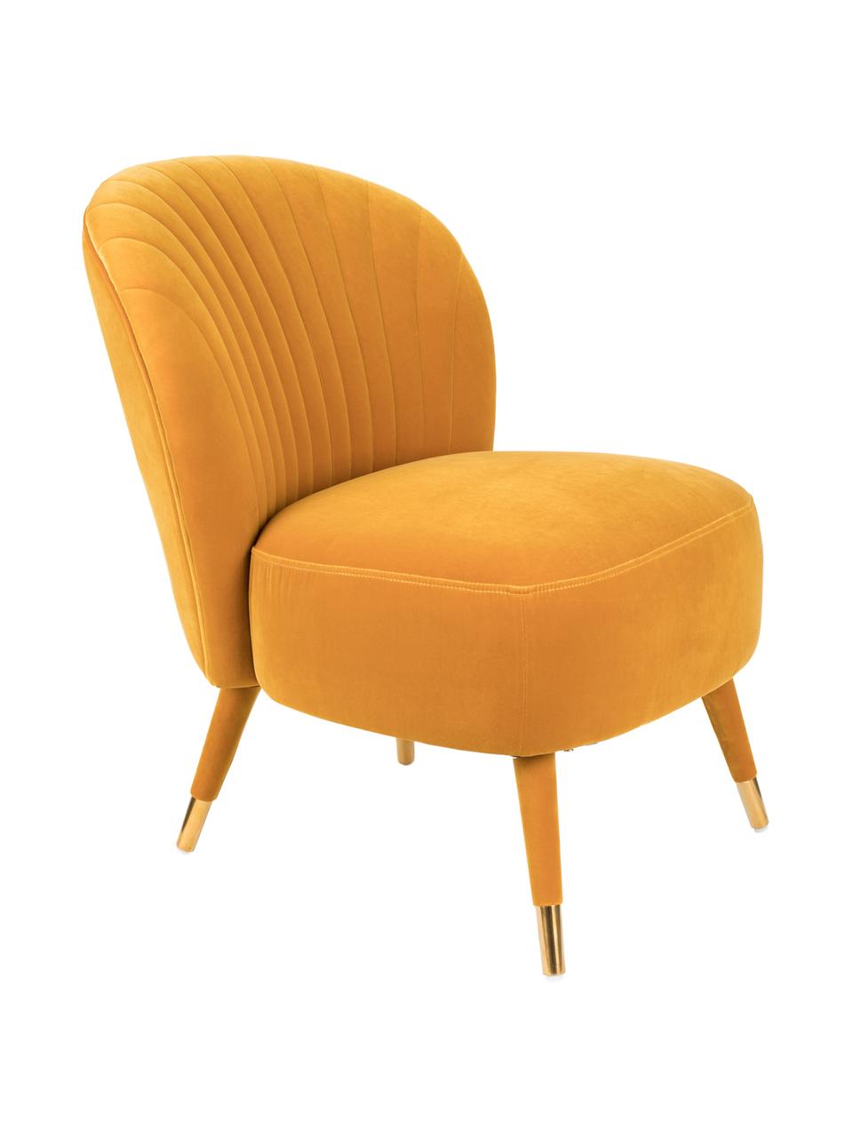 Fauteuil cocktail en velours jaune Well Dressed, Velours ocre