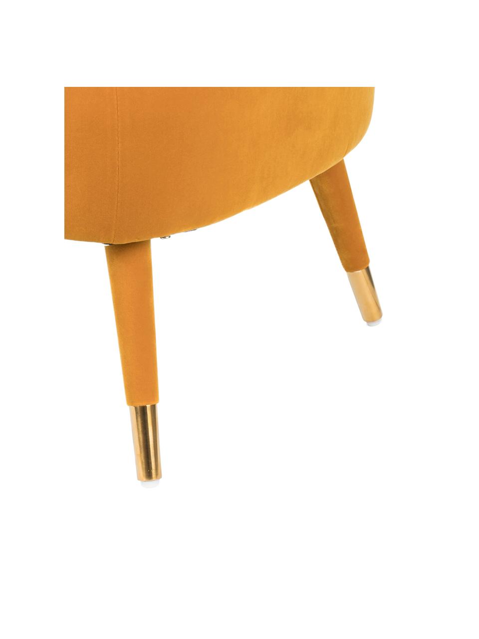 Poltrona in velluto giallo Well Dressed, Rivestimento: poliestere Il rivestiment, Gambe: legno di albero della gom, Velluto giallo ocra, Larg. 65 x Alt. 83 cm