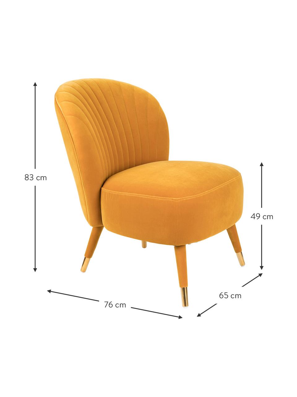 Fauteuil cocktail en velours jaune Well Dressed, Velours ocre