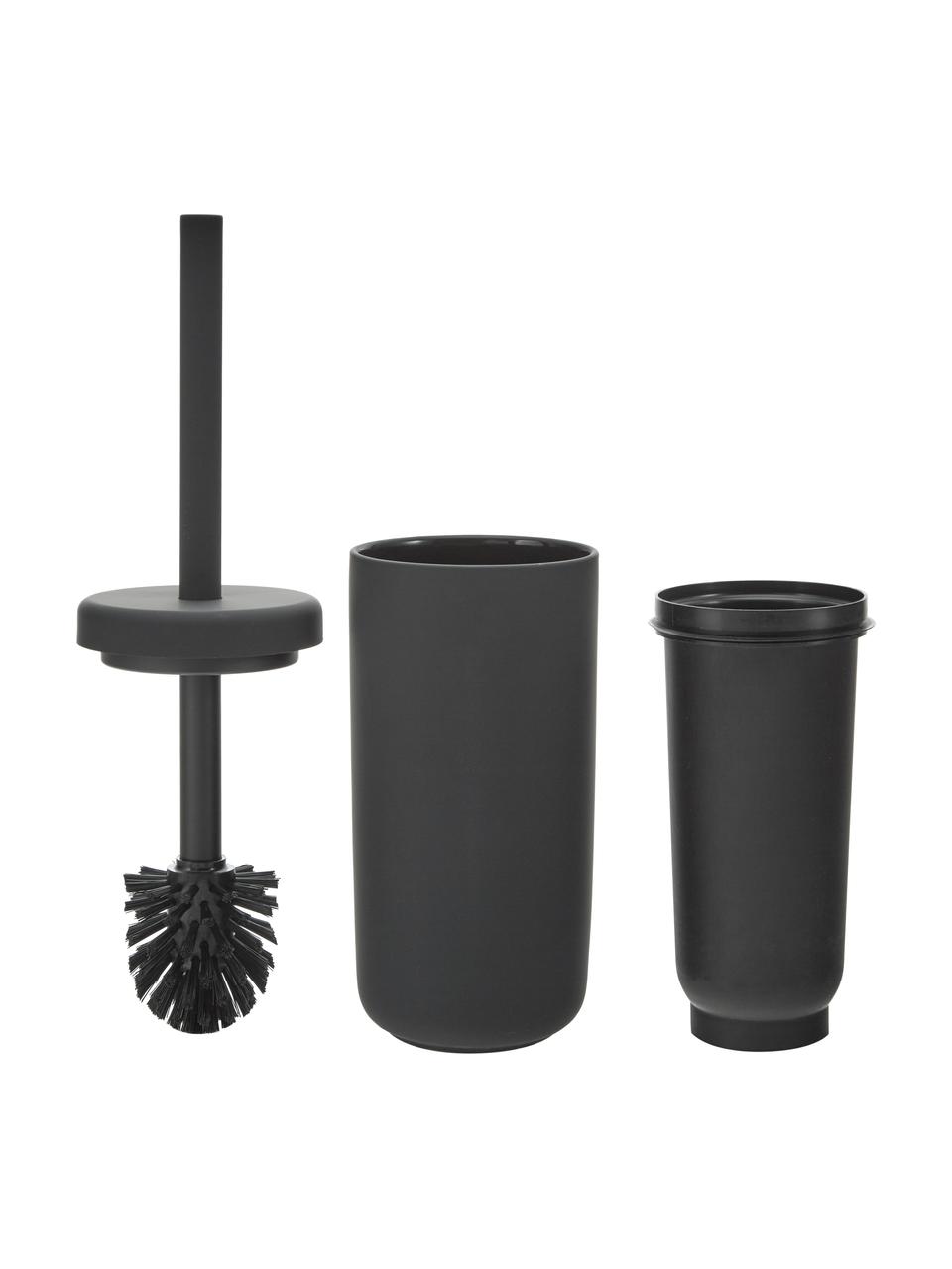 Brosse pour WC avec récipient Omega, Noir, Ø 10 x haut. 39 cm