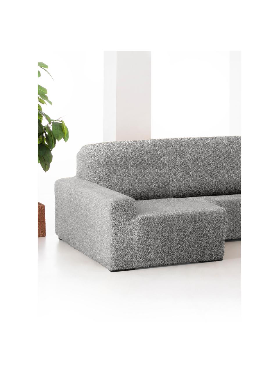 Copertura divano angolare Roc, 55% poliestere, 35% cotone, 10% elastomero, Grigio, Larg. 360 x Alt. 180 cm, chaise-longue a destra
