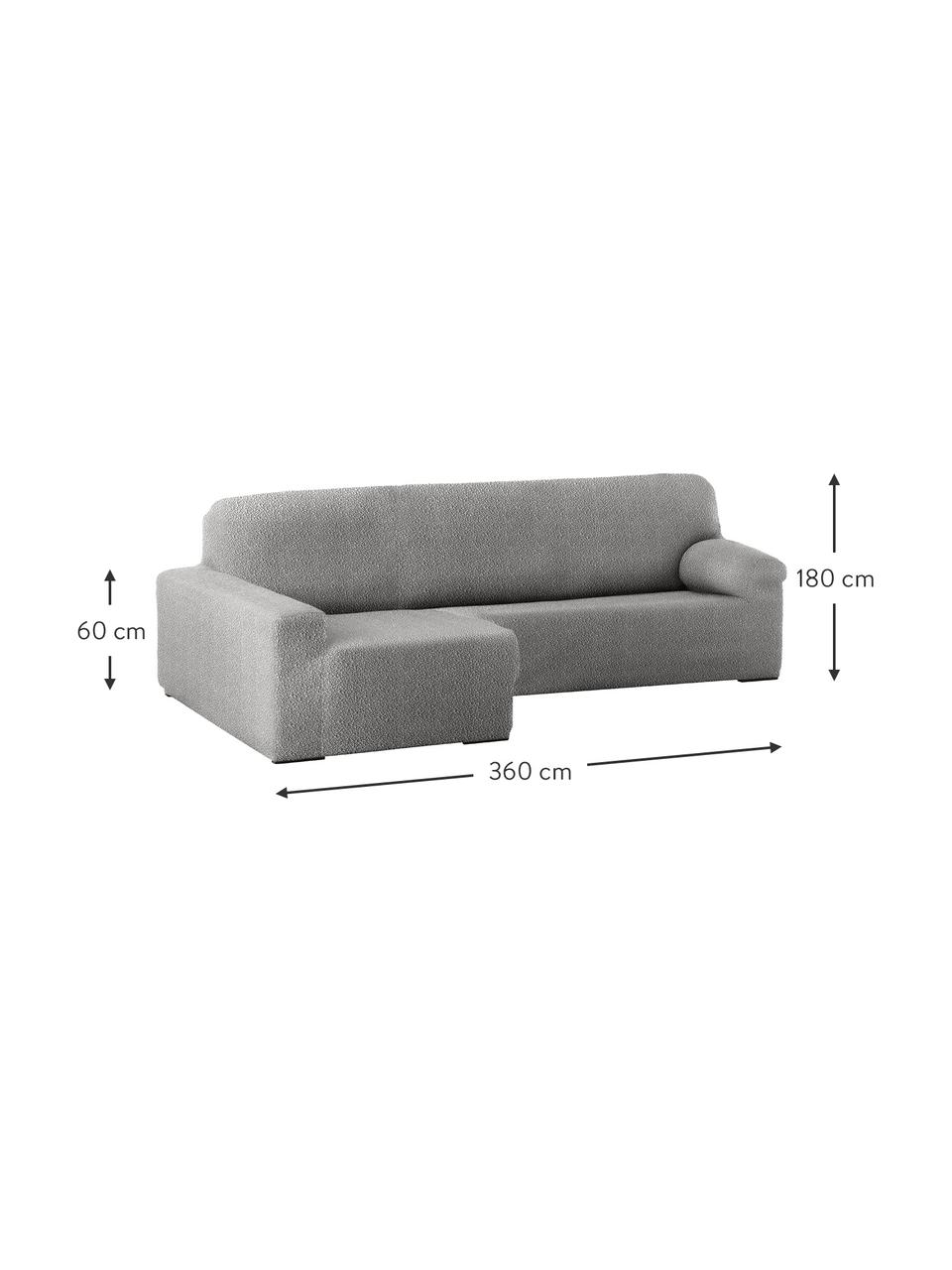 Copertura divano angolare Roc, 55% poliestere, 35% cotone, 10% elastomero, Grigio, Larg. 360 x Alt. 180 cm, chaise-longue a destra