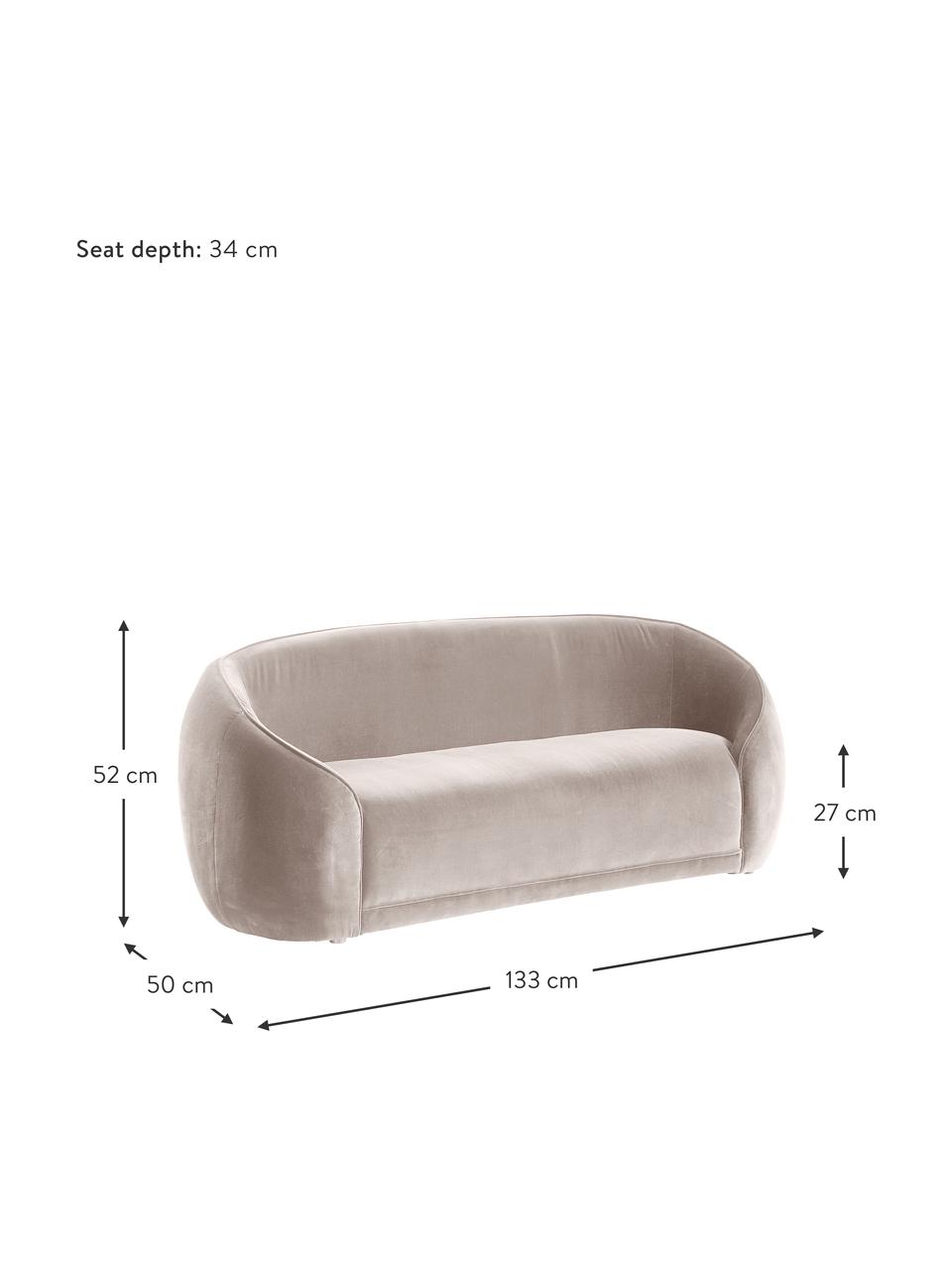 Samt-Kindersofa Austin Mini, Bezug: Samt (90 % Baumwolle, 10 , Gestell: Kiefernholz, Sperrholz, Samt Beige, B 133 x T 50 cm