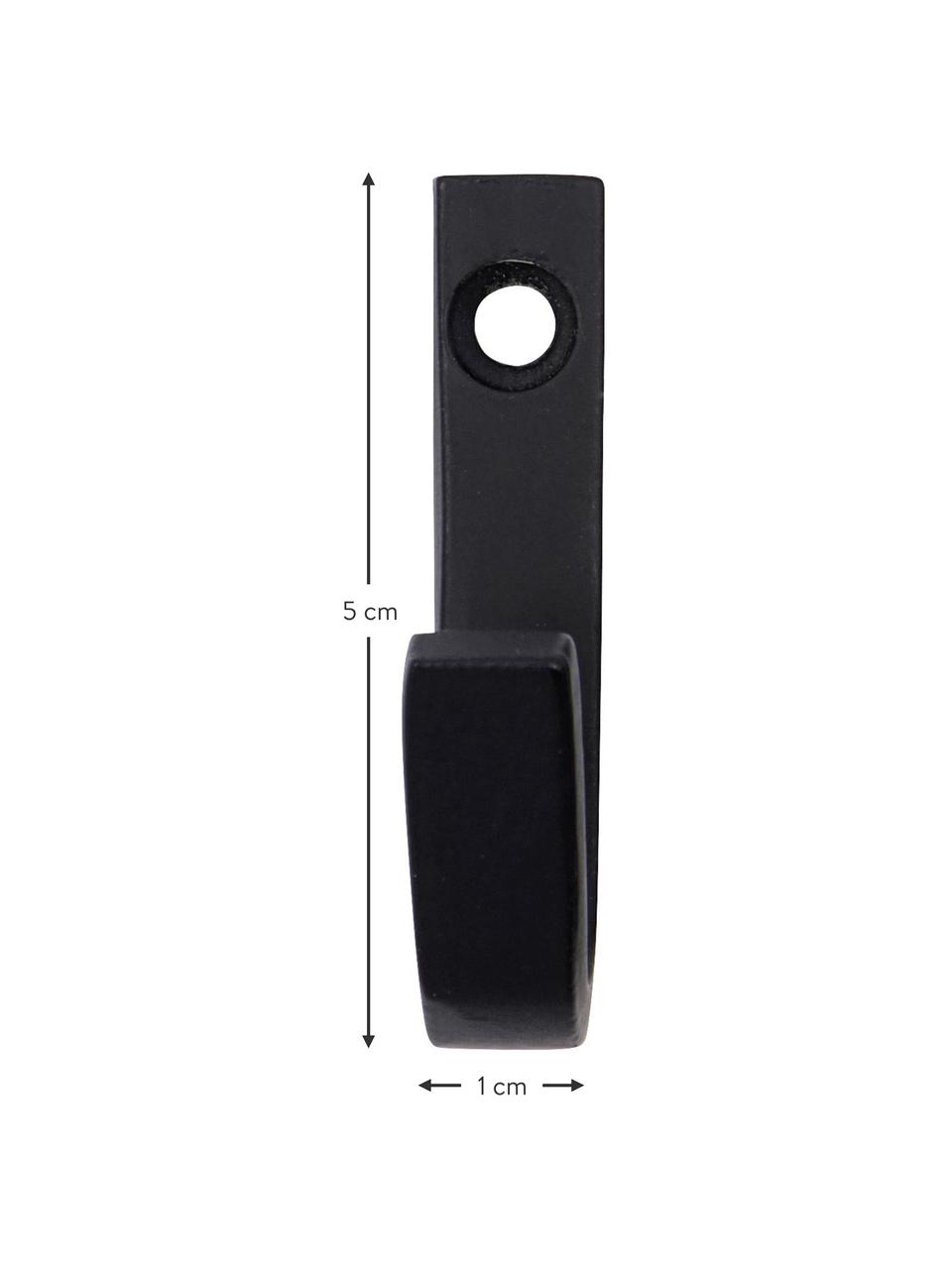 Kovové háčky Bath, 3 ks, Potažená nerezová ocel, Černá, Š 1 cm, V 5 cm