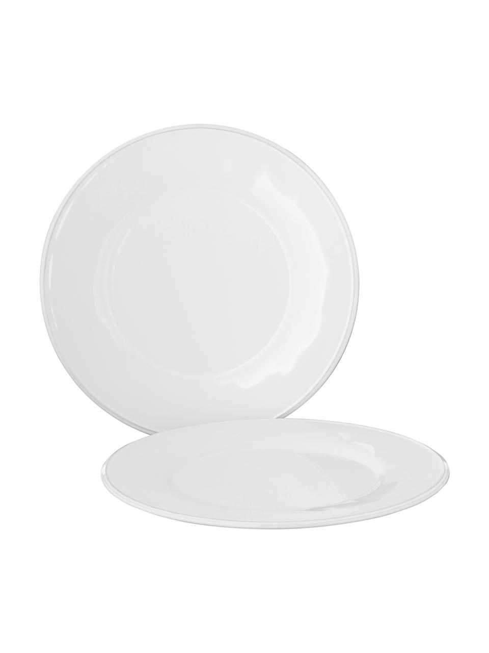 Platos llanos Constance, 2 uds., estilo rústico, Gres, Blanco, Ø 29 cm