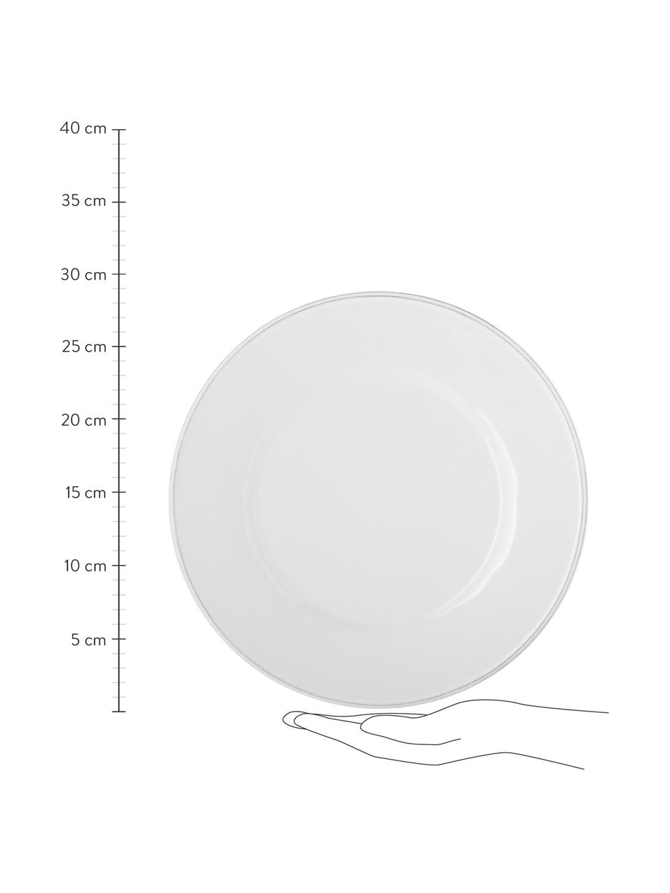 Mělké talíře ve venkovském stylu Constance, 2 ks, Kamenina, Bílá, Ø 29 cm