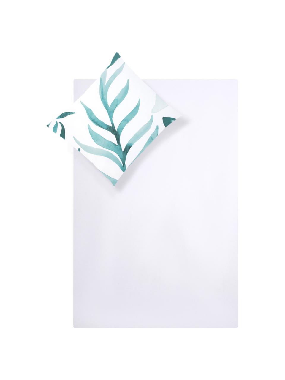 Perkal dekbedovertrek Francine, Weeftechniek: perkal Draaddichtheid 180, Bovenzijde: groen, wit. Onderzijde: wit, 240 x 220 cm