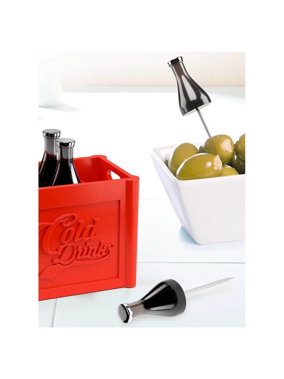 Set de pinchos para comer Cold Drinks, 7 pzas., Polipropileno, acero inoxidable, Verde, rojo, An 7 x Al 8 cm