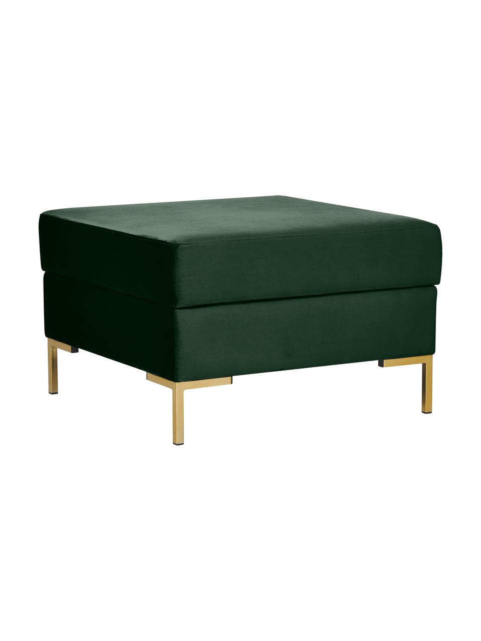 Tabouret de canapé en velours avec coffre Luna, Velours vert foncé, larg. 77 x haut. 49 cm
