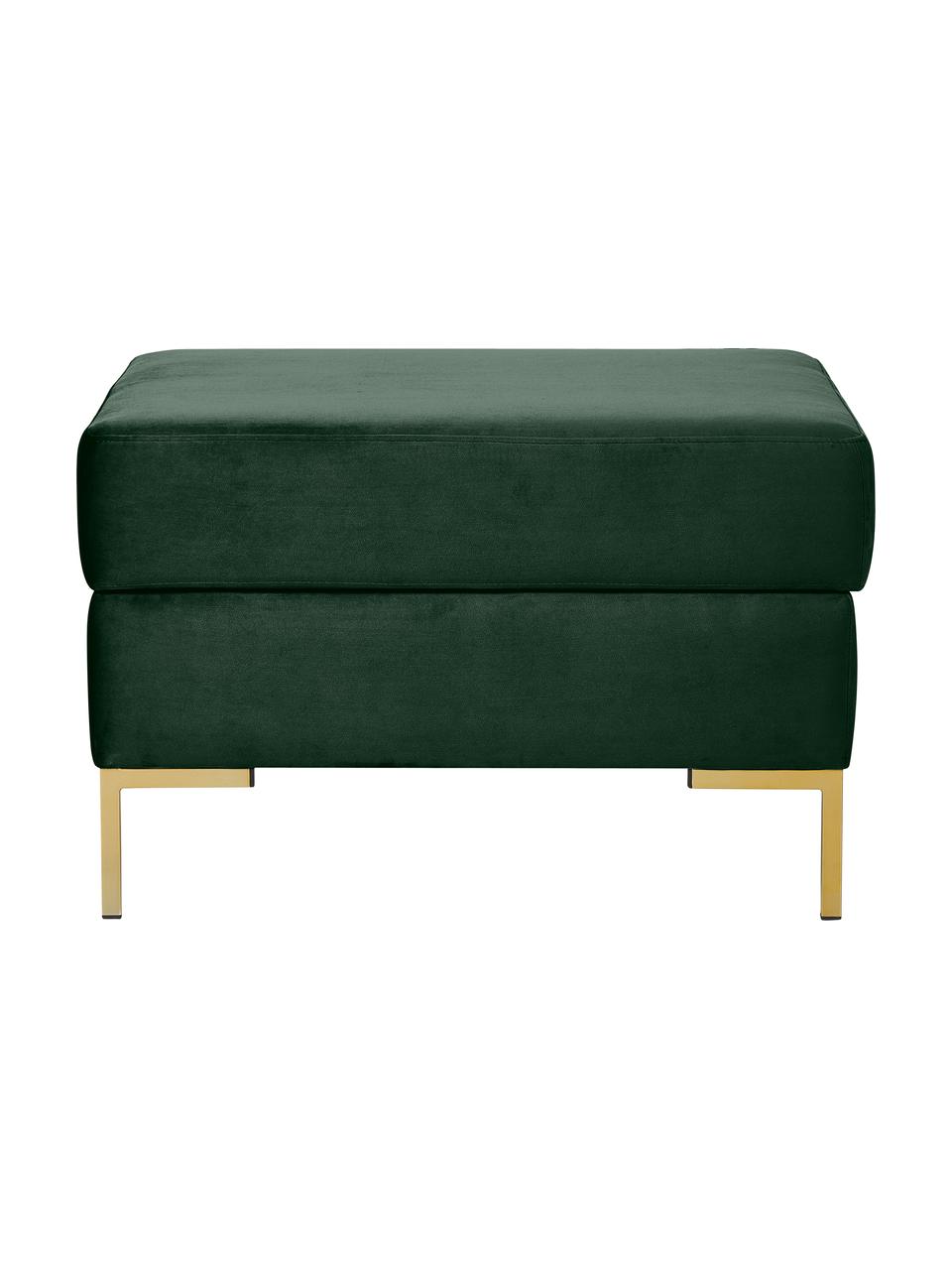 Sofa-Hocker Luna aus Samt mit Stauraum, Bezug: Samt (100 % Polyester), O, Gestell: Massives Buchenholz, Schi, Füße: Metall, galvanisiert, Samt Dunkelgrün, B 77 x T 77 cm