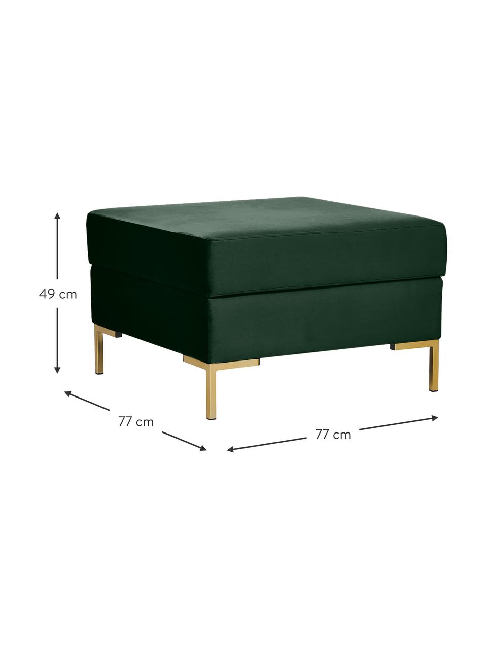 Sofa-Hocker Luna aus Samt mit Stauraum, Bezug: Samt (100 % Polyester), O, Gestell: Massives Buchenholz, Schi, Füße: Metall, galvanisiert, Samt Dunkelgrün, B 77 x T 77 cm