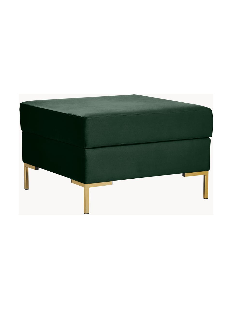 Sofa-Hocker Luna aus Samt mit Stauraum, Bezug: Samt (100 % Polyester), O, Gestell: Massives Buchenholz, Schi, Füße: Metall, galvanisiert, Samt Dunkelgrün, B 77 x T 77 cm