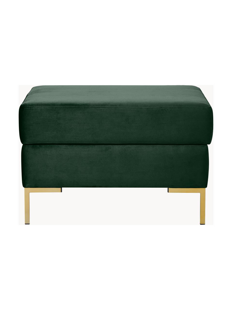 Pouf en velours avec rangement Luna, Velours vert foncé, doré, larg. 77 x haut. 49 cm