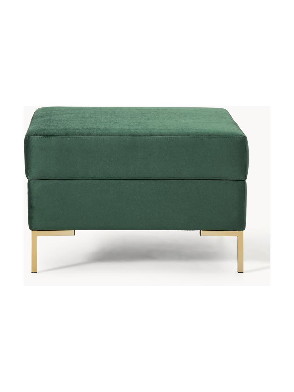 Sofa-Hocker Luna aus Samt mit Stauraum, Bezug: Samt (100 % Polyester) De, Gestell: Massives Buchenholz, Schi, Samt Dunkelgrün, Goldfarben, B 77 x H 49 cm