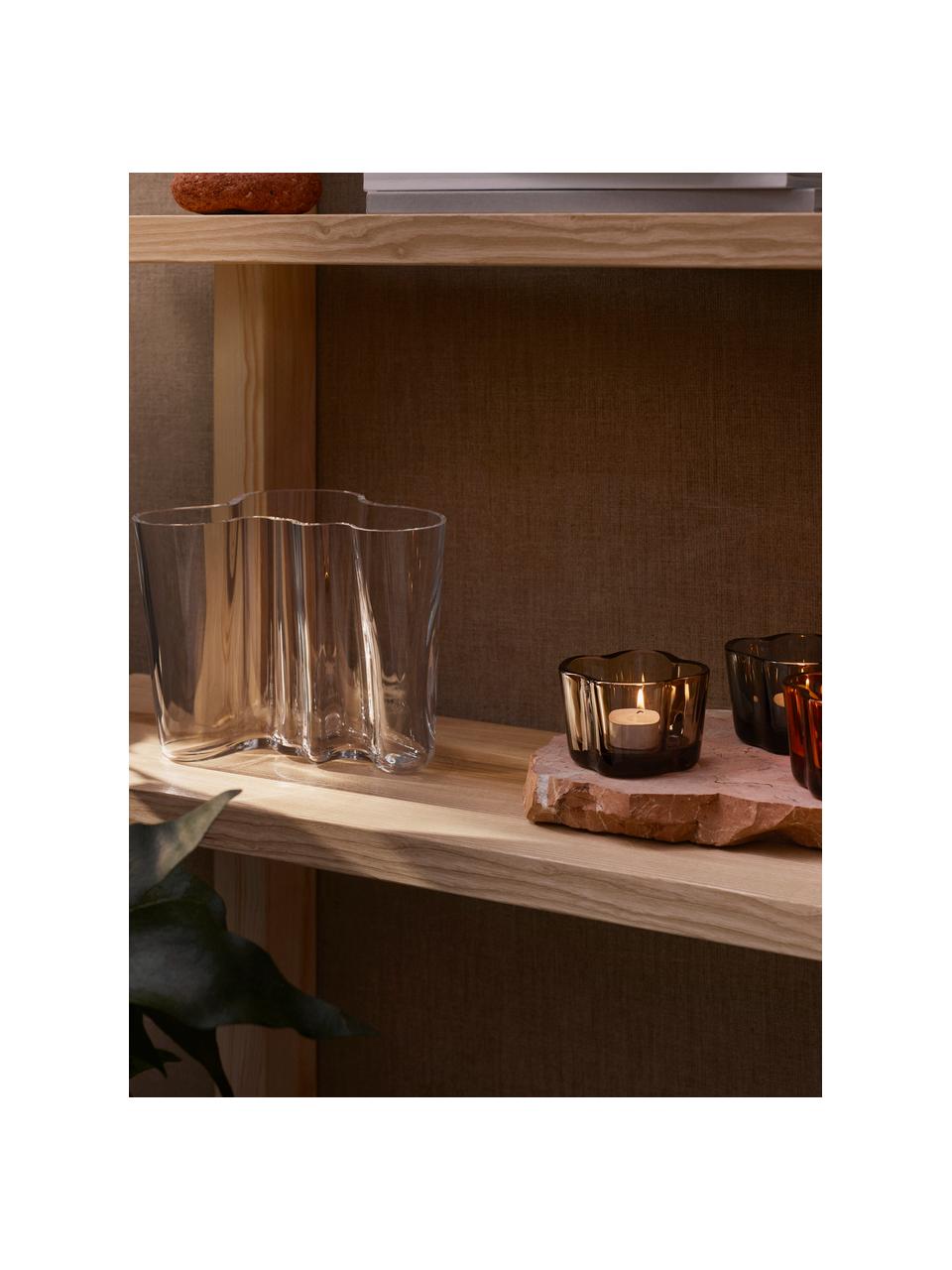 Waxinelichthouder Alvar Aalto, Glas, Donkergrijs, transparant, Ø 9 x H 6 cm