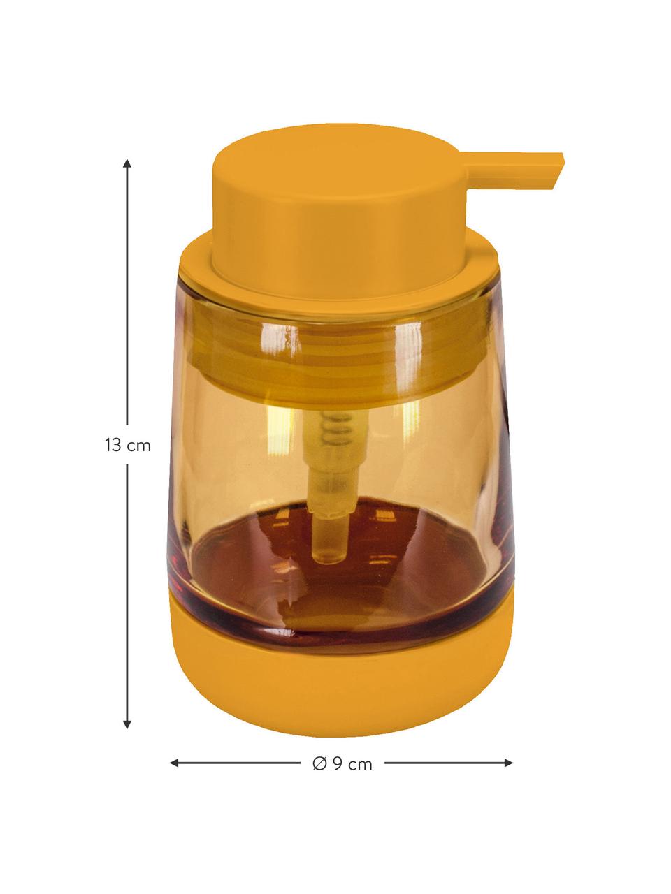 Dosificador de jabón de vidrio Belly, Recipiente: vidrio, Dosificador: plástico, Naranja, Ø 9 x Al 13 cm