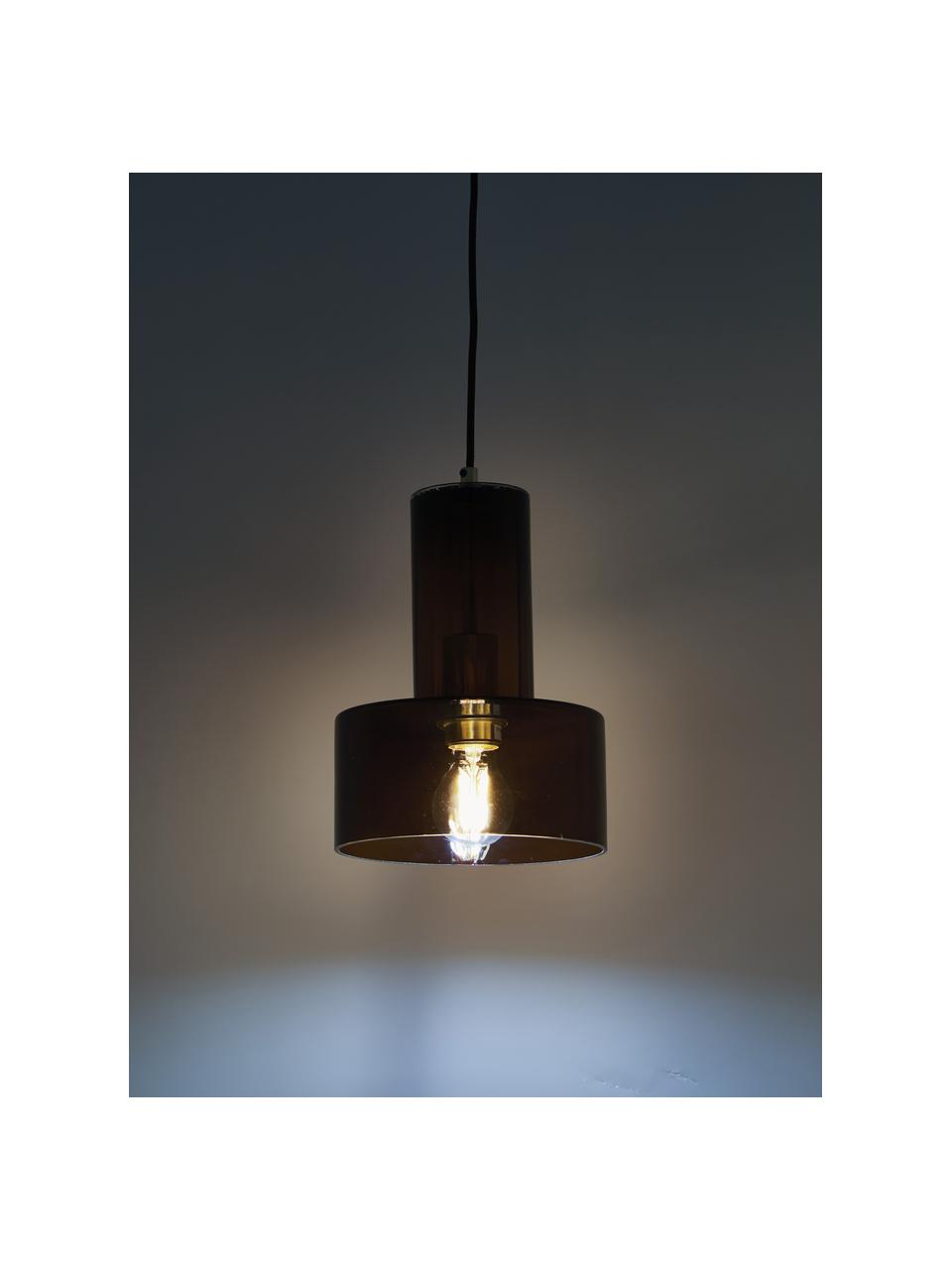 Malá závesná sklenená lampa Flowy, Hnedá, priehľadná, Ø 20 x V 27 cm