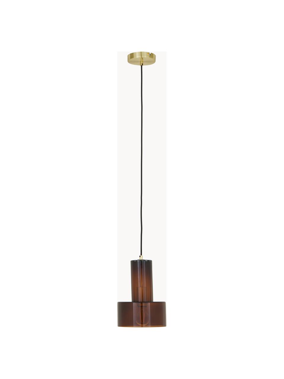 Kleine hanglamp Flowy van glas, Lampenkap: glas, geverfd, Bruin, transparant, Ø 20 x H 27 cm