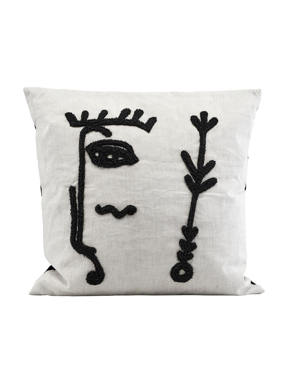 Housse de coussin 50x50 Ingo, Blanc, noir