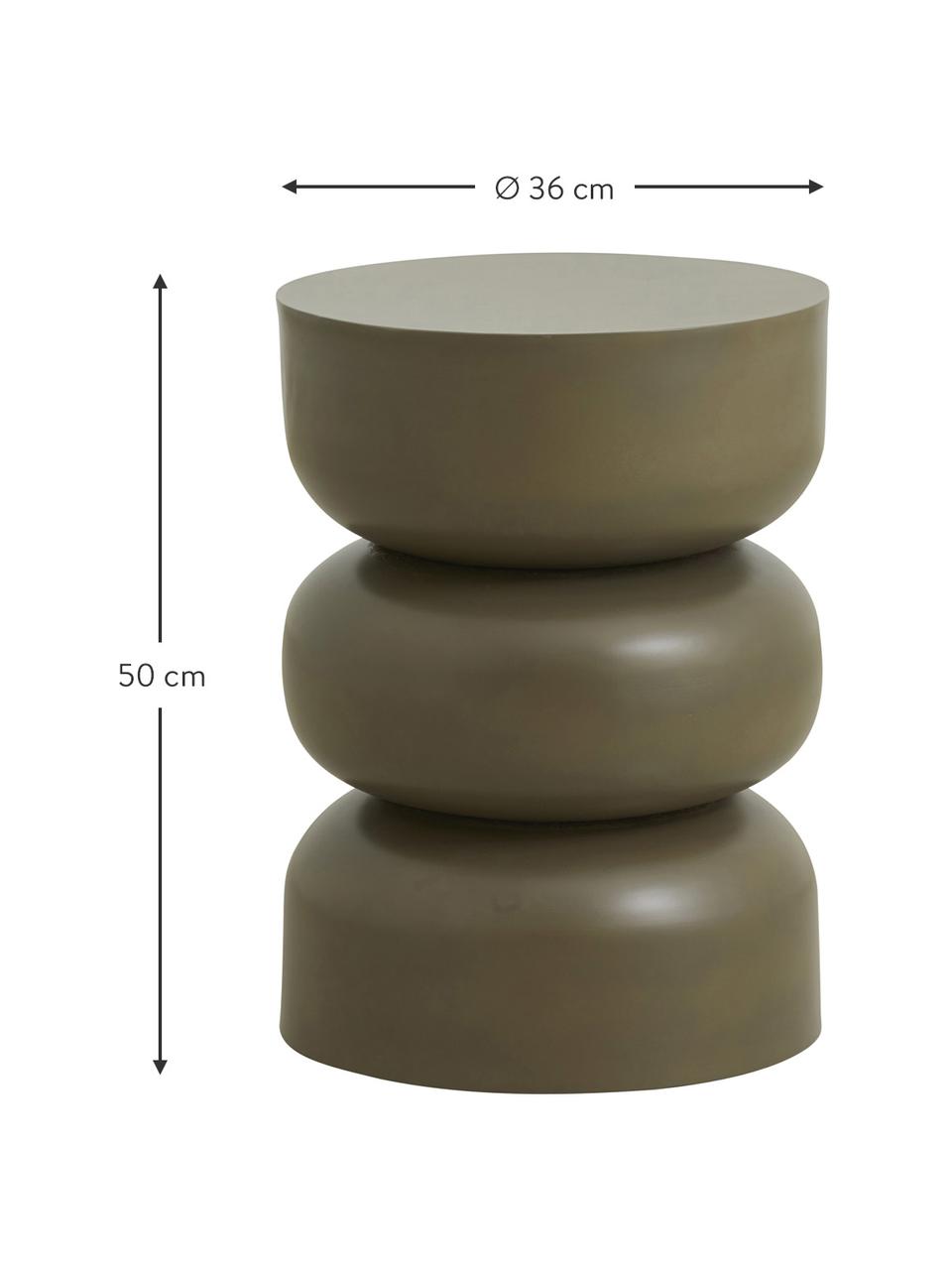 Kulatý odkládací stolek z kovu Alma, Potažený kov, Zelená, Ø 36 cm, V 50 cm