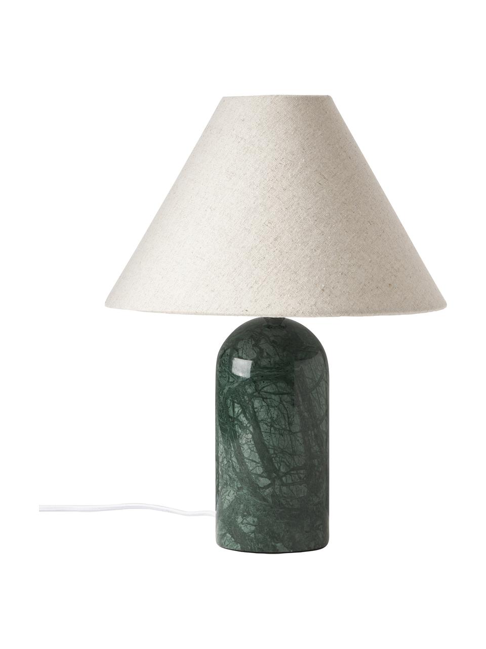 Stolní lampa s mramorovou podstavou Gia, Béžová, tmavě zelená, mramorovaná, Ø 30 cm, V 39 cm