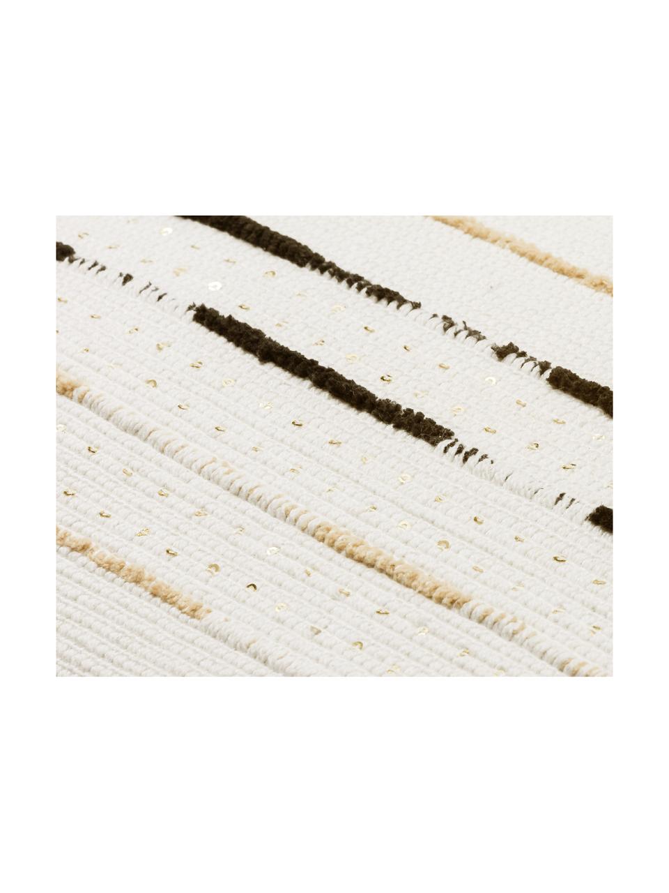 Cojín con lentejuelas Lena, con relleno, Funda: algodón Relleno poliéster, Blanco, negro, beige claro, An 60 x L 60 cm