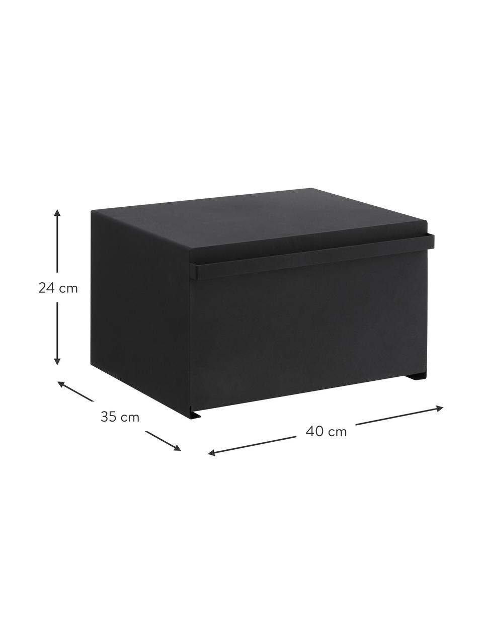Broodtrommel Tosca met magnetische deur, Gecoat metaal, Zwart, B 40 x H 24 cm