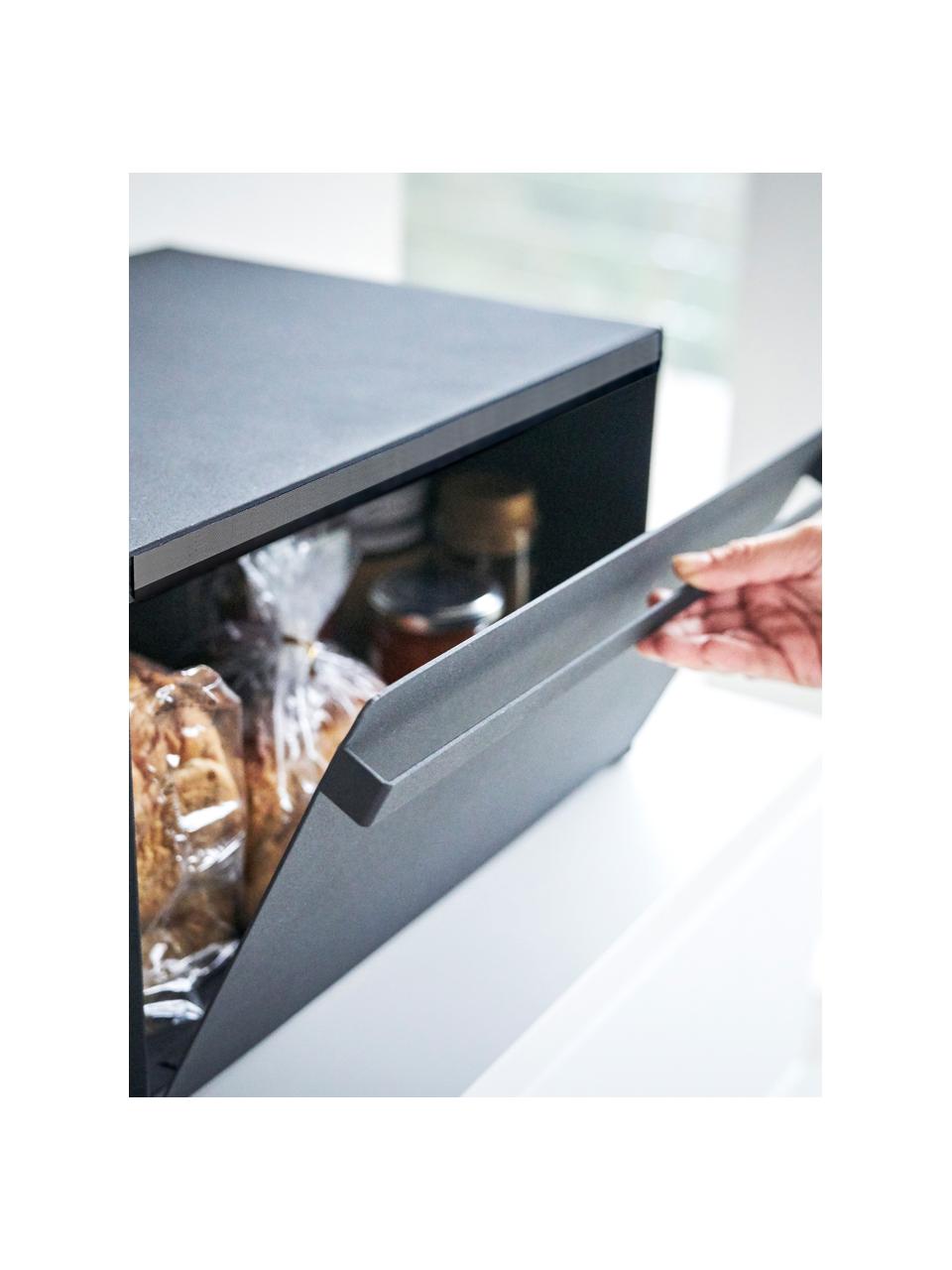 Boîte à pain avec ouverture magnétique Tosca, Métal, enduit, Noir, mat, larg. 40 x long. 24 cm