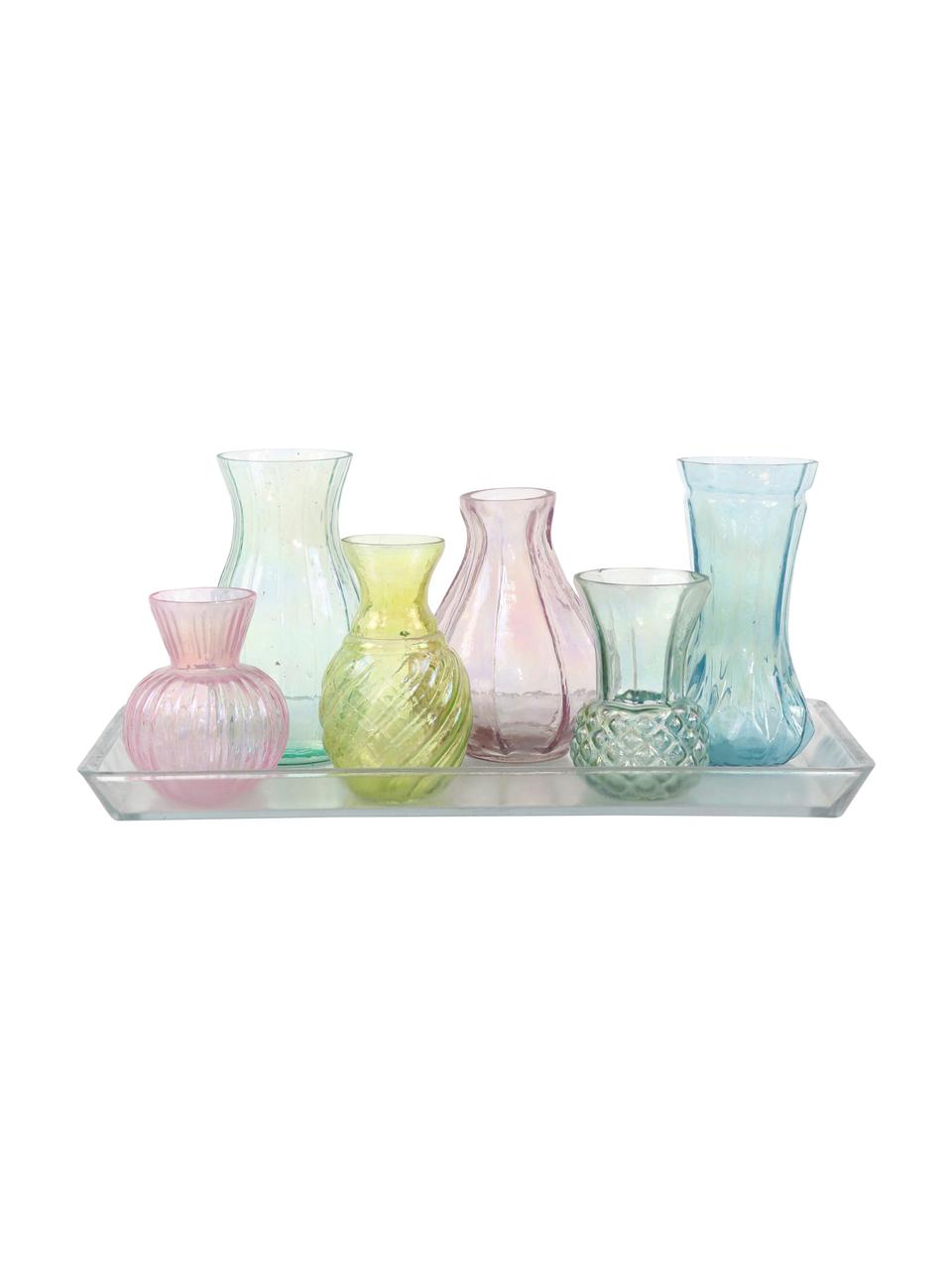 Set de jarrones de vidrio Poesie, 7 pzas., Vidrio, Multicolor, Set de diferentes tamaños