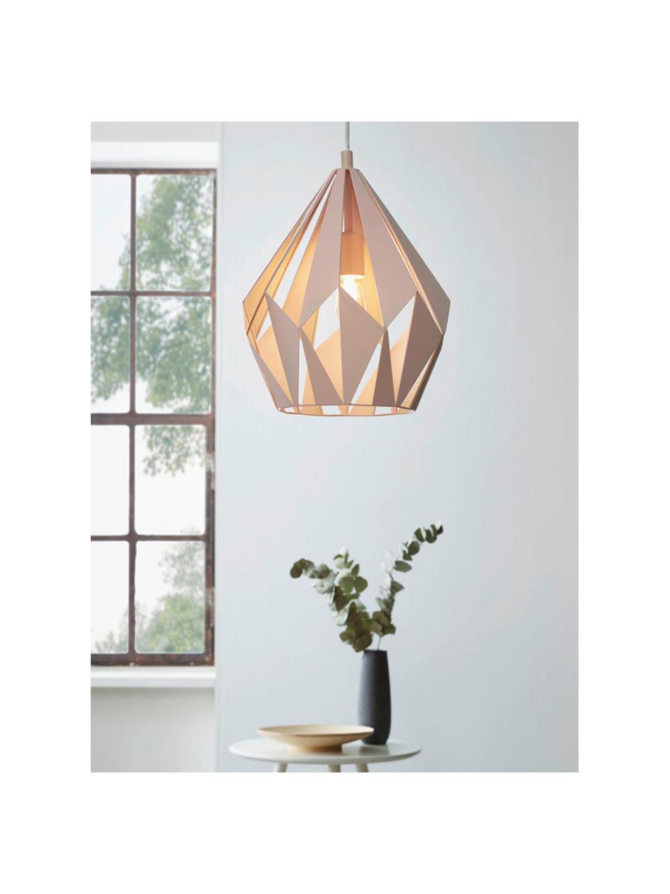 Lampada a sospensione stile nordico Carlton, Paralume: acciaio verniciato, Baldacchino: acciaio verniciato, Color albicocca, Ø 31 x Alt. 40 cm