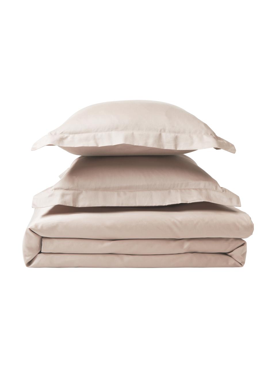 Saténové povlečení z organické bavlny s lemováním Premium, Taupe, 140 x 200 cm + 1 polštář 80 x 80 cm