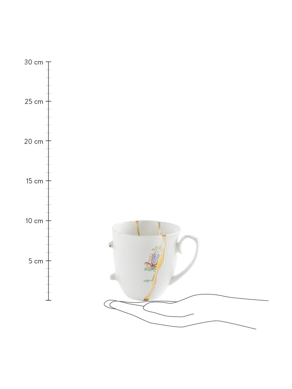 Taza de porcelana de diseño Kintsugi, Blanco, Ø 9 x Al 9 cm, 325 ml