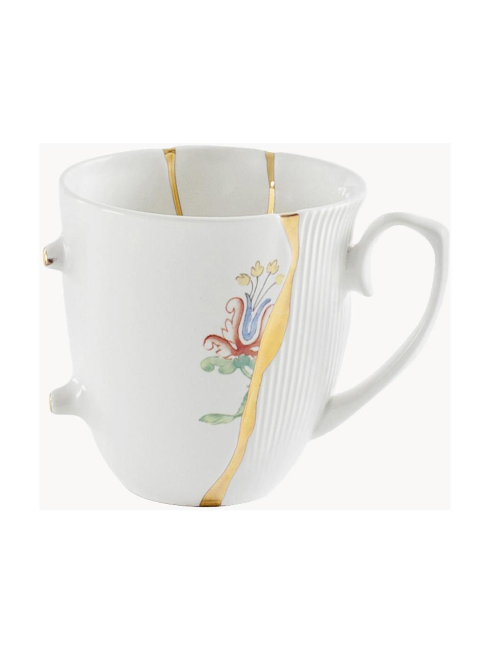 Designový porcelánový hrnek Kintsugi, Bílá, zlatá, Ø 9 cm, V 9 cm, 325 ml