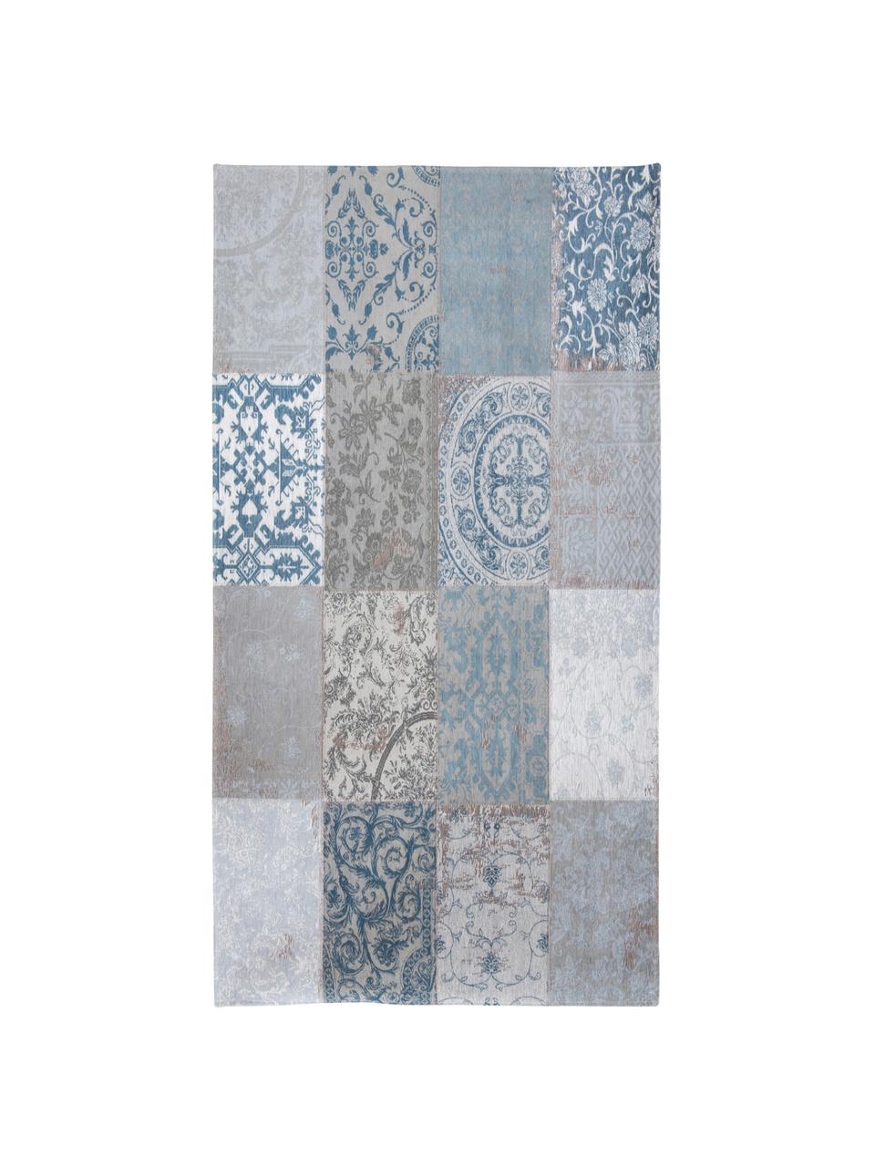 Tapis vintage patchwork Multi, Bleu, gris