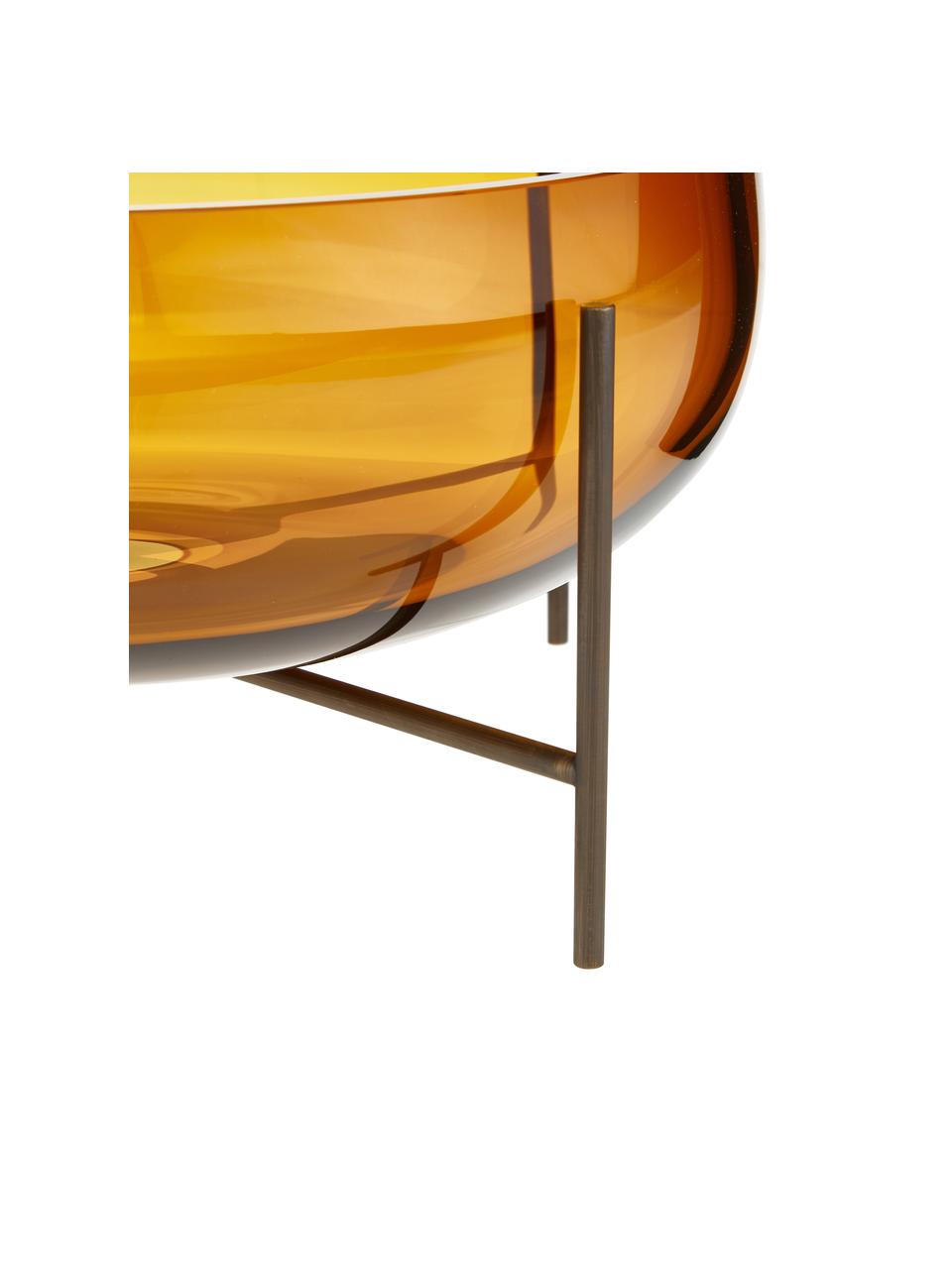 Ciotola di design Échasse, Ø30 cm, Vaso: vetro soffiato, Struttura: ottone, Marrone, bronzo, Ø 30 x Alt. 14 cm