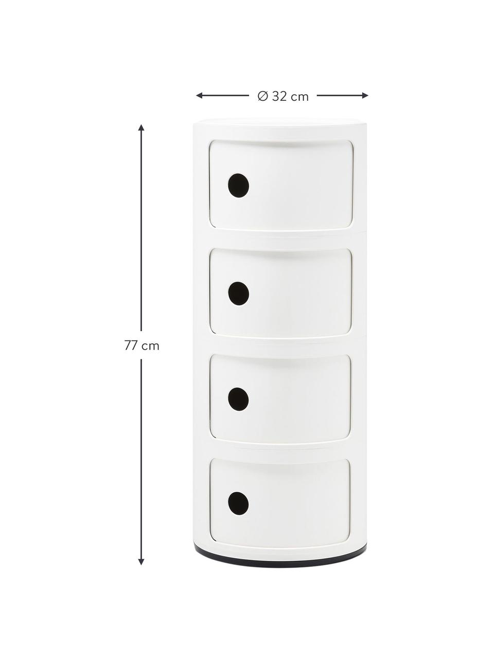 Design Container Componibili, 4 Elemente, Kunststoff (ABS), lackiert, Greenguard-zertifiziert, Weiß, glänzend, Ø 32 x H 77 cm