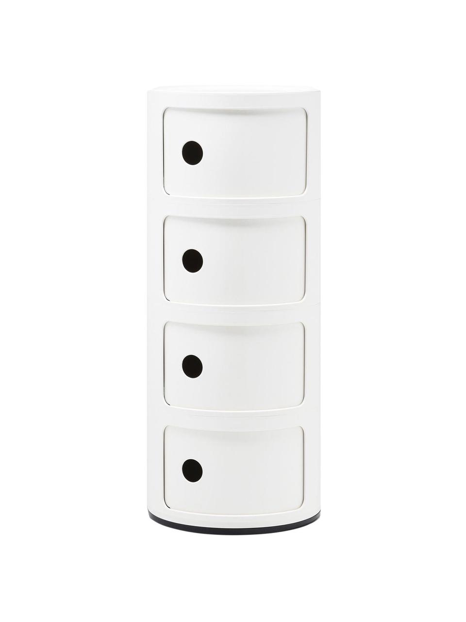 Design Container Componibili, 4 Elemente, Kunststoff (ABS), lackiert, Greenguard-zertifiziert, Weiß, glänzend, Ø 32 x H 77 cm